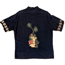 Vintage 80s Campia Rayon Hawaiian Shirt - Pin-Up Hula &amp; Palm Trees (Men&#39;... - $37.62