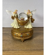 Two Angels &quot;Oh Come Let Us Adore Him&quot; Music Box Sankyo Snow-globe - £19.59 GBP