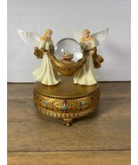 Two Angels &quot;Oh Come Let Us Adore Him&quot; Music Box Sankyo Snow-globe - $25.00