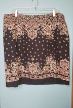 TALBOTS Womans Navy White Red Paisley Cotton Stretch Lined Straight Skirt Sz ... - £18.18 GBP
