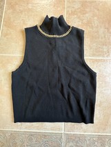 Zara Worn once knit sleeveless Mock collar top chain detail Women size M - $41.58