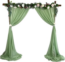 Sheer Chiffon Backdrop Curtains Sage/Olive Green, 120 X 120 Inch, Chiffon Fabric - £31.26 GBP