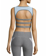 X BY GOTTEX Back Stripes Cut Out RUN Yoga SPORTS BRA Top Grey ( L ) - £51.83 GBP