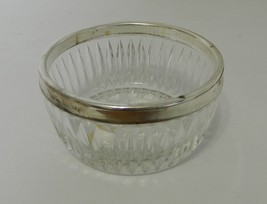 Genuine Cut Crystal Silver Plate Rim Small Bowl Nut Candy Dish Leonard of Italy  - £13.35 GBP