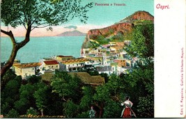 Vintage Postcard - Capri - Panorama e Vesuvio- Ragozino Pub.Textured Litho Undiv - £4.70 GBP