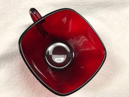 Anchor Hocking Vintage Depression Square Red Glass Coffee Cup Punch Cup 3-1/2&quot; - £11.38 GBP
