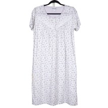 Country Store Nightgown S NWOT White Purple Floral Short Sleeve Cotton B... - £18.08 GBP