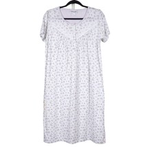 Country Store Nightgown S NWOT White Purple Floral Short Sleeve Cotton B... - £16.90 GBP