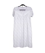 Country Store Nightgown S NWOT White Purple Floral Short Sleeve Cotton B... - $22.63