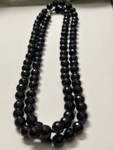 Vintage KJL Faceted Black Beaded Necklace 48 Inches - £22.15 GBP