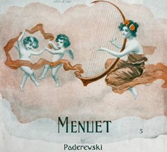 Menuet Paderewski 1900s Victorian Sheet Music Waltz Cherub Angels Harp DWHH2 - £31.44 GBP