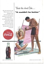 Vintage 1954 Coca Cola Beach Ad-National Geographic-6 1/2 by 10 inches - £5.79 GBP