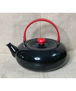 Vintage Studio Nova Habitat Kettle Rare Color Black Red Enamel Teapot MCM - £93.48 GBP