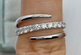 1Ct Round Cut Lab-Created Diamond Wedding Wrap Band Ring 14K White Gold Plated - £90.23 GBP