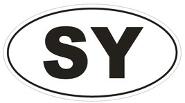 SY Syria Oval Bumper Sticker or Helmet Sticker D2033 Country Code - $1.39+