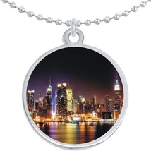 City Night Lights Round Pendant Necklace Beautiful Fashion Jewelry - $10.77
