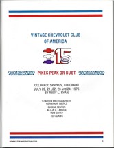 VINTAGE CHEVROLET CLUB of AMERICA 1976 Pikes Peak COLORADO VCCA Program ... - $14.84