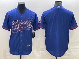 Men&#39;s Bills Baseball Jersey Royal Stripe Bills Blank Jersey - £32.15 GBP