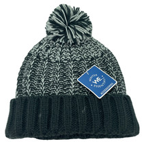 Winter Essentials Black &amp; Gray Knit Hat Beanie with Pom Pom Ladies&#39; One Size New - £6.98 GBP
