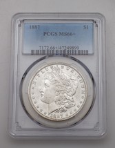 1887 $1 Silver Morgan Dollar Graded by PCGS as MS-66+! Super Rare Grade! - £701.13 GBP