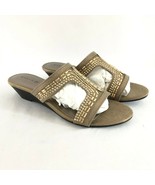 Karen Scott Womens Sandals Wedge Heel Rhinestone Studded Faux Suede Brow... - £15.14 GBP