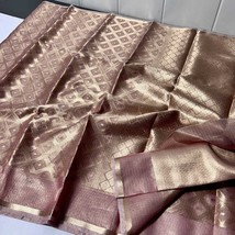 Banarasi Kora Organza Silk Saree, Zari Cheks Weaving Work, Gift for her, kanchip - £77.45 GBP
