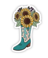 Cowboy Boot Flower Bouquet Western Vinyl Sticker - $3.96