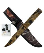 8.5" Outdoor Camo Emergency Fixed Blade Survival Knife with Kit &amp; Compas... - $19.79
