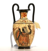 Greek Ceramic AMPHORA Jar Vase Pot Painting Goddess Athena God Zeus - £44.88 GBP