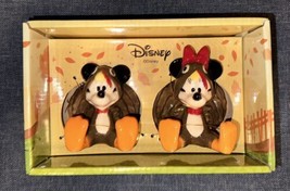 NEW Mickey &amp; Minnie Mouse Thanksgiving Turkey Ceramic Salt &amp; Pepper Shakers Set - £23.94 GBP