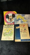 Vintage childrens books mickey mouse, the lookies, harry and the lady next door - $11.39