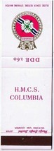 Matchbook Cover Canadian HMCS Columbia DDE 160 - £3.09 GBP