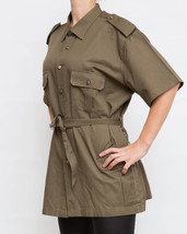 New 1980s Italian Womens army safari shirt blouse khaki military jacket ... - $30.00+