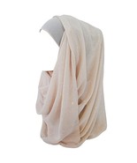  Shimmer Gold Glitters Chiffon Hijab Scarf (Beige) - £12.25 GBP
