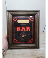 Vintage Private Bar Open 24 Hours Foil Back Wood Framed Sign No Name Clo... - $44.99