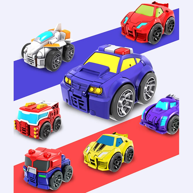 7 Styles Mini Cute Deformable Toy Car Robot Pocket Toy Deformation Robot Fall - £15.06 GBP