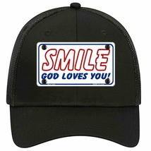 Smile God Loves You Novelty Black Mesh License Plate Hat - £22.67 GBP