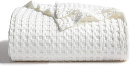 Bedsure Waffle Cotton Blanket King Size - Cream White Viscose, 104x90 inches - £41.20 GBP