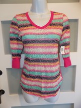 No Boundaries V-neck Lace Back Multi-Color Shirt Size Small (3/5) Women&#39;... - $18.00