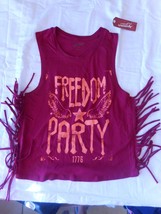 Women&#39;s Juniors Beet Red Freedom Fringe Tank Top Size Small NEW - £9.23 GBP