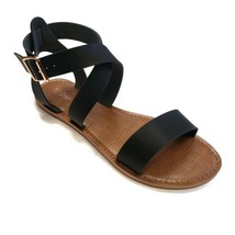 Dream Pairs Womens Meridian Open Toe Summer Flat Sandals Black Size 8.5 - $18.47