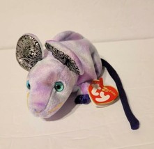 TY Beanie Baby Retired RAT Chinese Zodiac Collection 6&quot; Tie Dyed Purple NWT MINT - £8.04 GBP