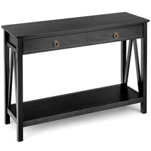 Console Table Storage Shelf Modern Sofa Table w/ Drawer Entryway Hallway Black - £142.18 GBP