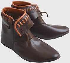 Medieval Leather Renaissance Shoes Ankle Length ABS (Black, 9) - £57.74 GBP