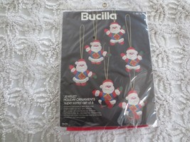 Nos Bucilla &quot;Jeweled&quot; Super Santa Ornaments Felt Kit #48787 - Set Of 6 - £9.59 GBP