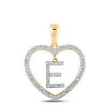 10kt Yellow Gold Womens Round Diamond Heart E Letter Pendant 1/4 Cttw - £303.03 GBP