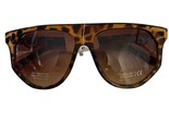 Kleo Plastic Oversized Flat Top Avaitor Fashion Sunglasses Brown Gold Li... - $11.07