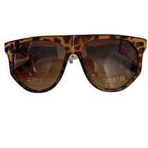 Kleo Plastic Oversized Flat Top Avaitor Fashion Sunglasses Brown Gold Li... - £8.69 GBP