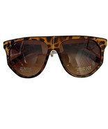 Kleo Plastic Oversized Flat Top Avaitor Fashion Sunglasses Brown Gold Li... - £8.66 GBP