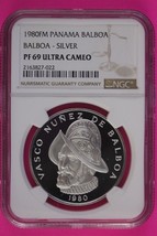 1980 Panama PF 69 Ultra Cameo Proof Silver Balboa NGC Certified Graded Slab 1005 - £146.36 GBP